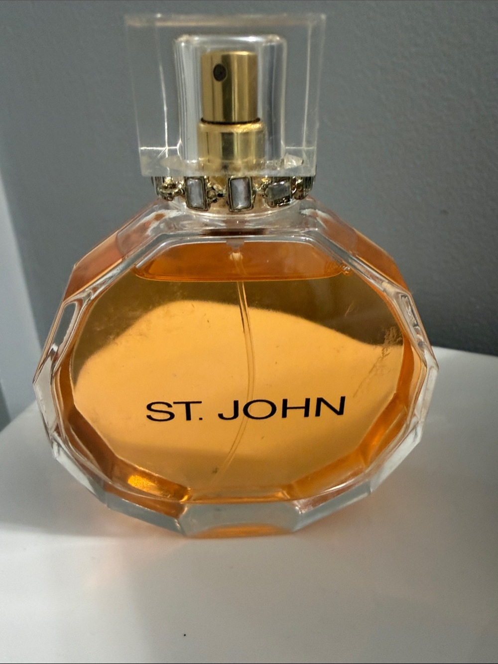 St. John Amber and Gold Faceted Glass Perfume Bottle